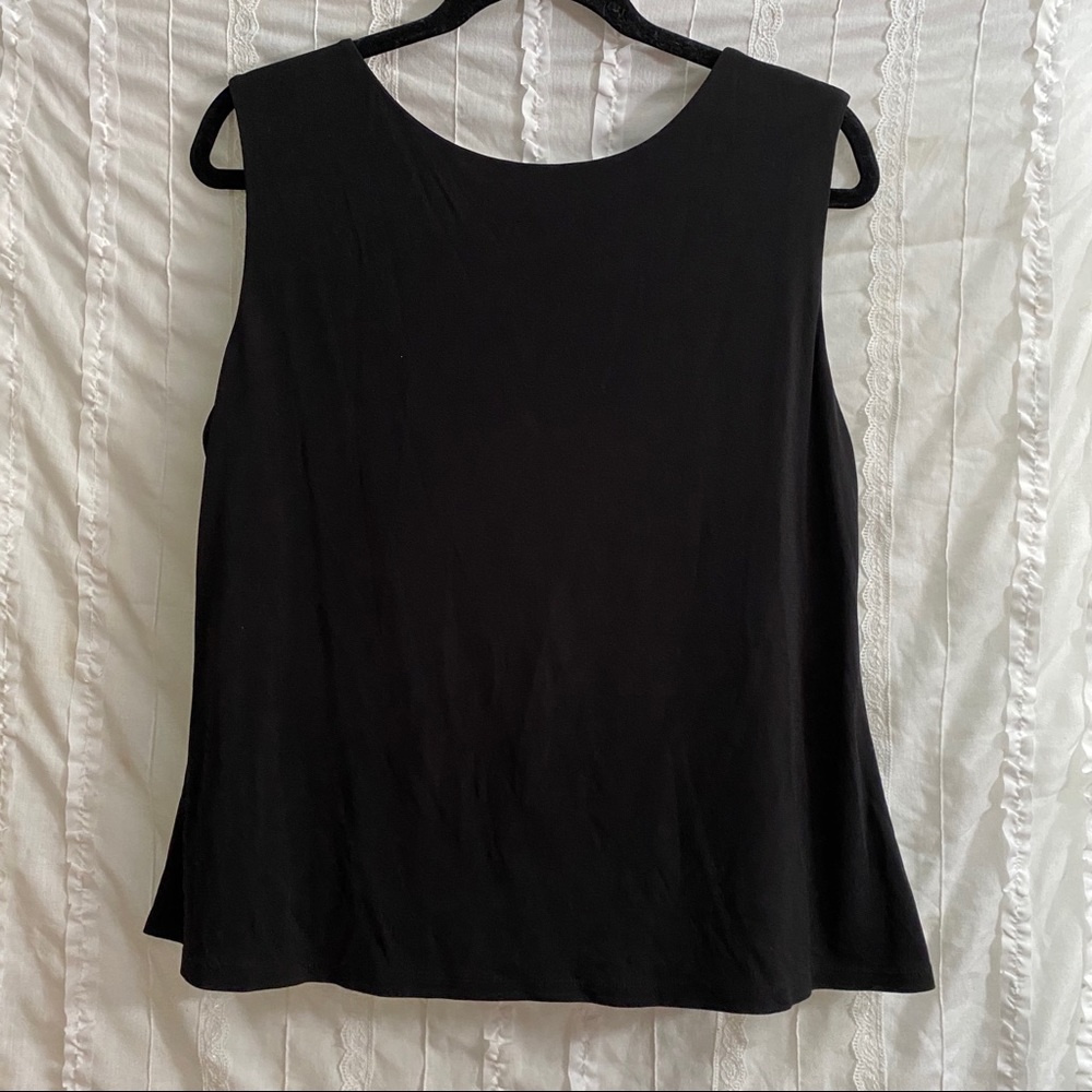Eileen Fisher black drape back tank sz L